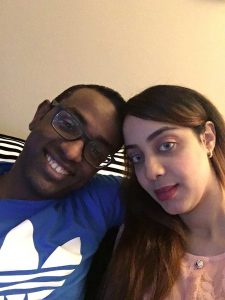 Dr. Abubaker Hassan with his wife Sara Hamad, who was stopped from flying to the U.S. at an airport in Qatar with the couple’s infant daughter. Both are Sudanese citizens. (Courtesy of Abubaker Hassan)