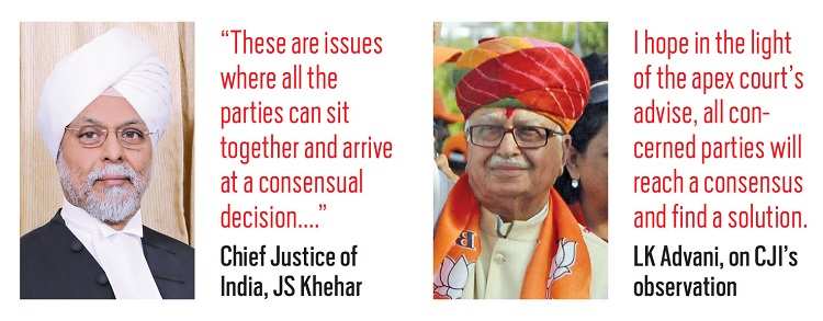 (L-R) Chief justice of India, JS Khehar; LK Advani, on CJI's observation