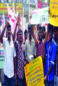 Democratic Youth Federation of India demonstration against the killing of a Dalit who married a Hindu in Chennai