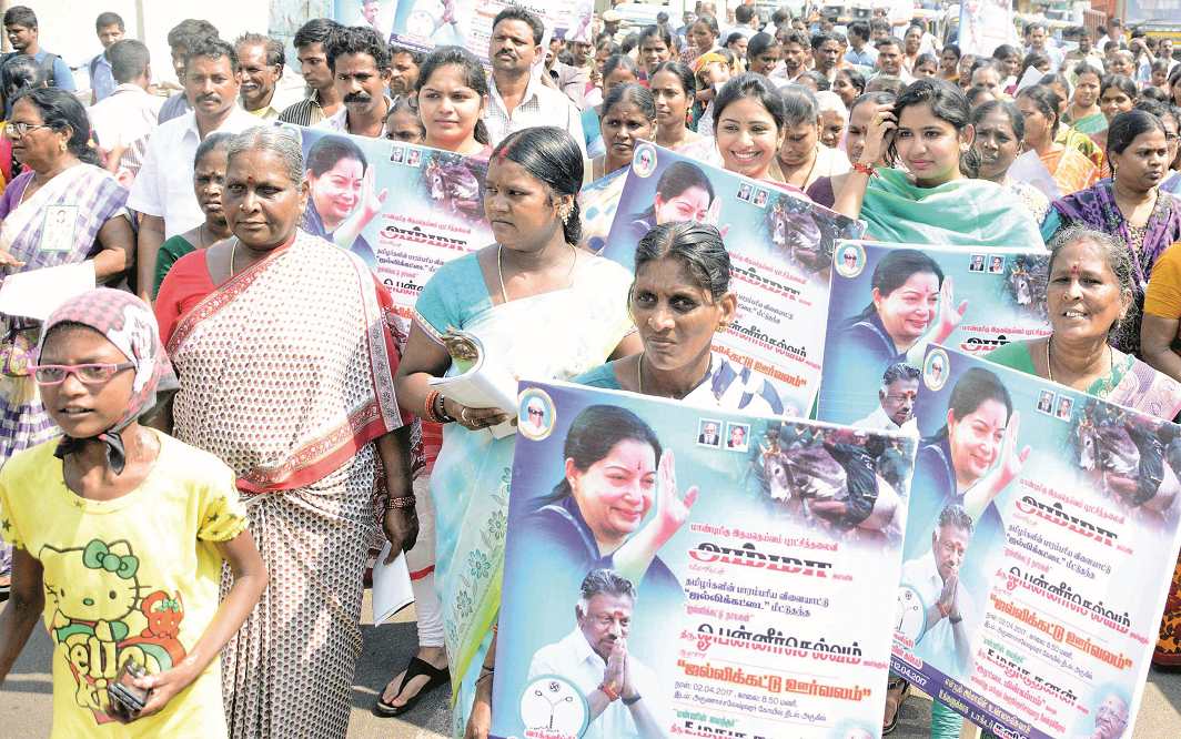 Bypolls for the RK Nagar seat, which fell vacant after Jayalalithaa's death, saw bitter fights between the Panneerselvam and Sasikala factions. Photo: UNI