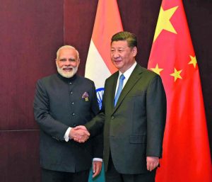 Prime Minister Narendra Modi meeting Chinese President Xi Jinping in Kazakhstan. Photo: UNI