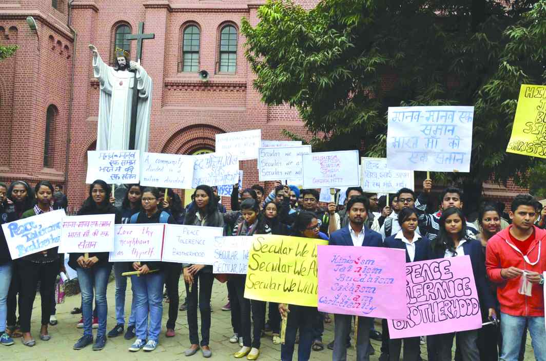 Christians protest in Ranchi against attacks on the community. Photo: UNI