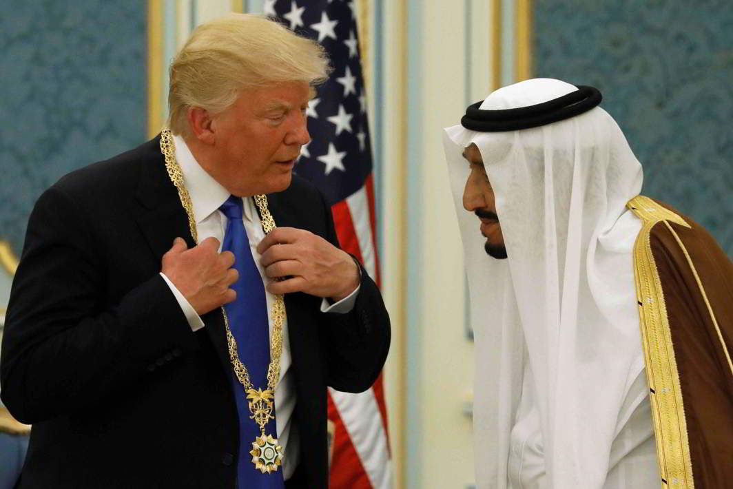 Trump meets Saudi Arabia’s King Salman bin Abdulaziz al-Saud during his visit to the kingdom in May this year. Photo: UNI
