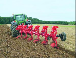 A reversible plough that can cut the foot-long stubble left after combine harvesting
