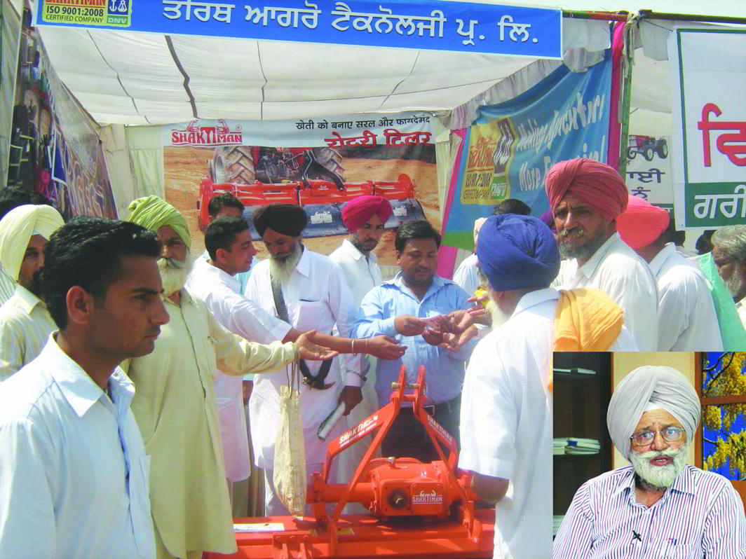 (Inset) PAU vice-chancellor Baldev Singh Dhillon says the farmers are given a menu of choices at the seven annual kisan melas that the university holds in September and March