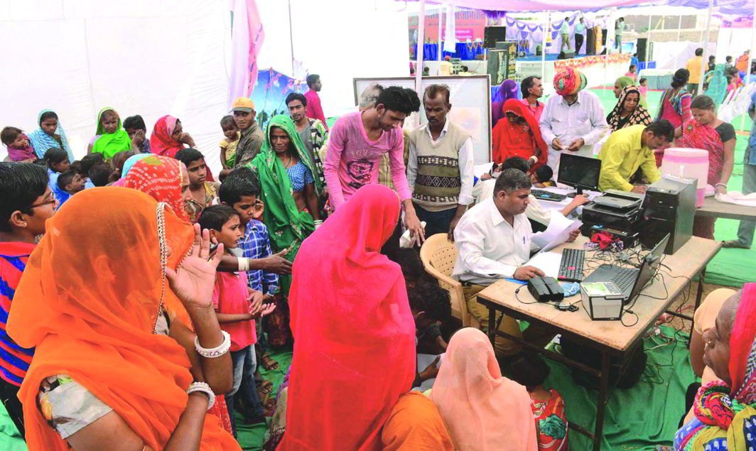 Residents line up at an Aadhaar Card Camp in Swaroopganj, Rajasthan. Photo: UNI