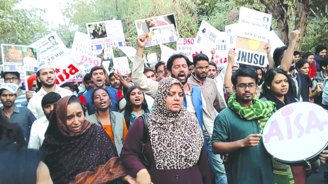 JNU students and family members of Najeeb Ahmed hit the streets. Photo: youtube