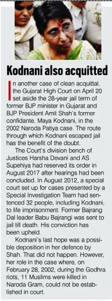Kodnani also acquitted