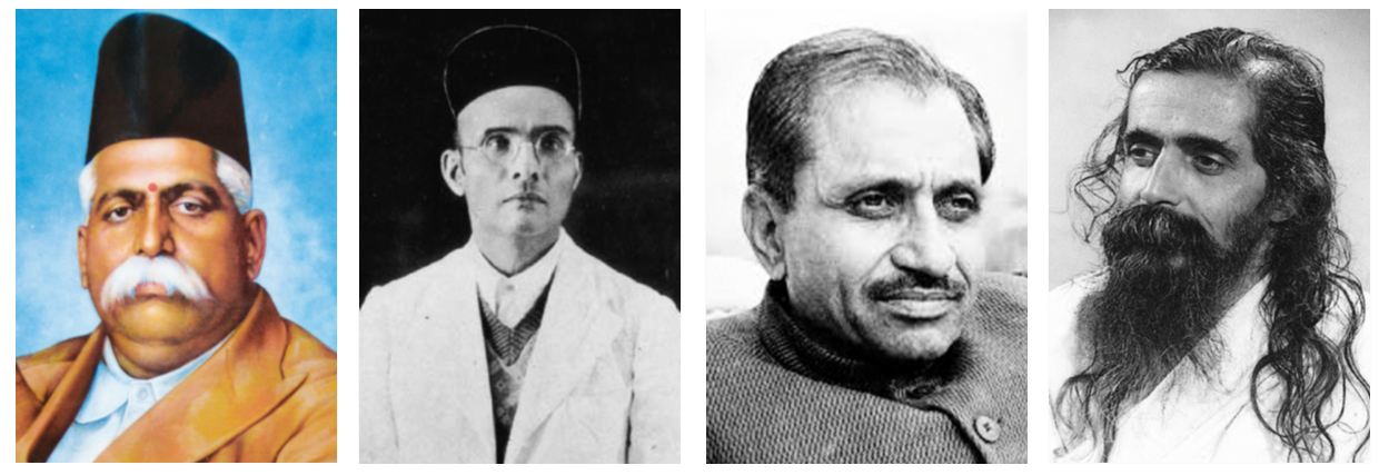 (L-R) Keshav Baliram Hedgewar, VD Savarkar, Deendayal Upadhyaya and MS Golwalkar all believed in Hindi Raj and a unified resurgent Aryavart