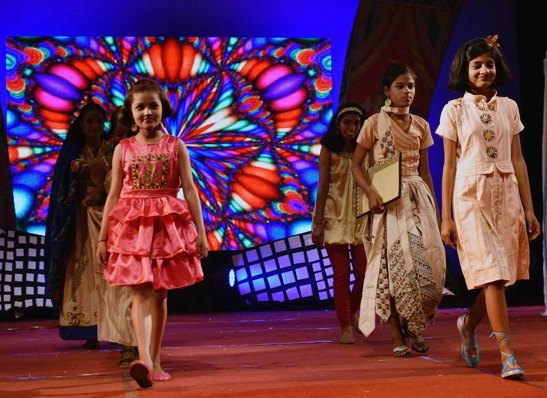AMAZING GRACE: Disabled children walk on the ramp to mark Girl Child Day in Patna, UNI
