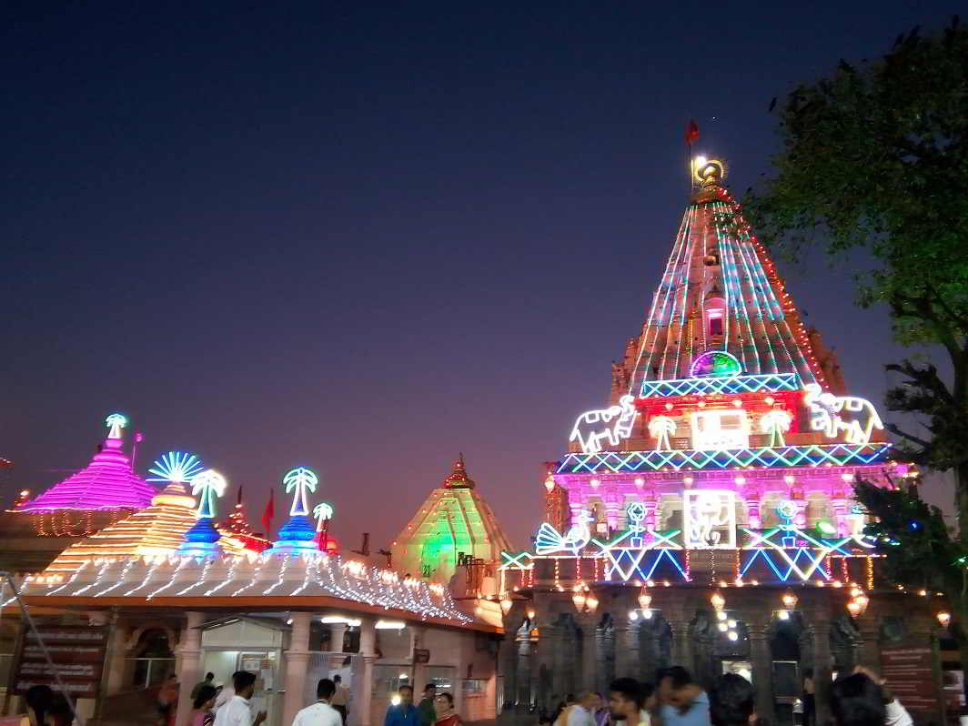 BIG DAY AHEAD: The Mahakaleshwar temple decorated with lights ahead of the Maha Shivaratri festival, in Ujjain, UNI