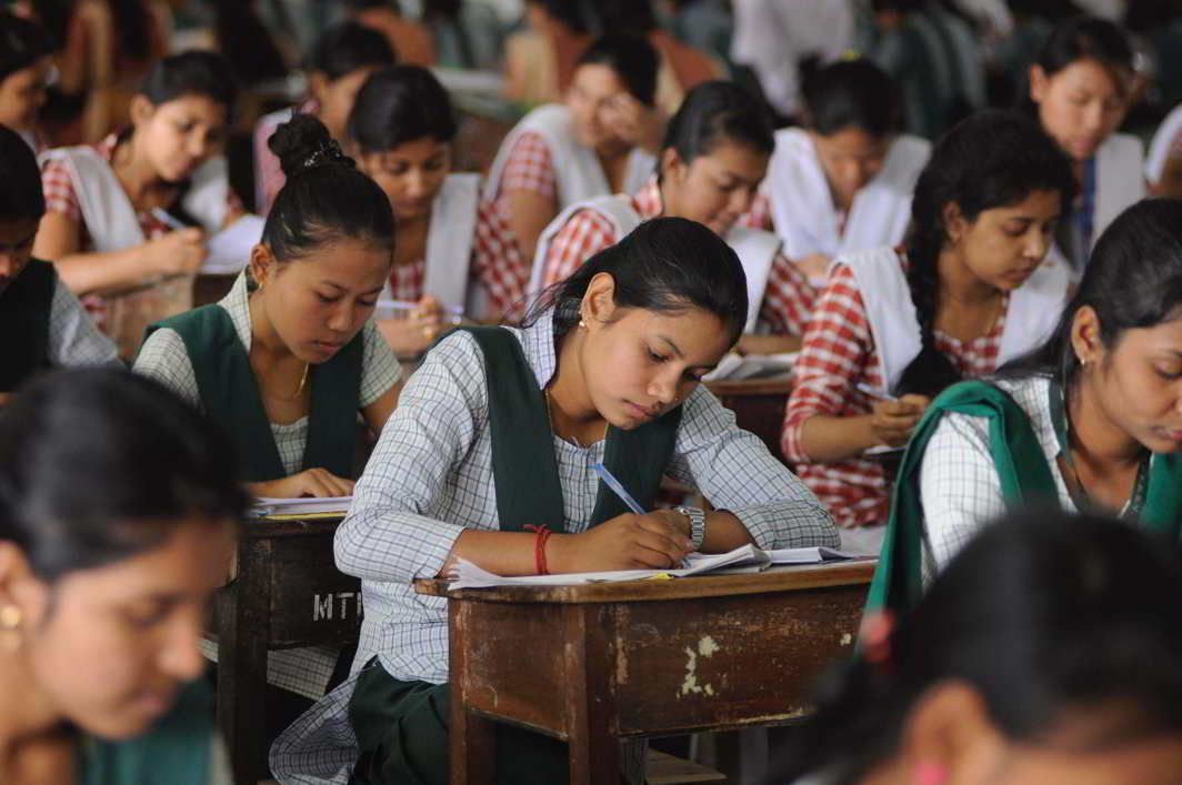 TESTING TIMES: Students appear in their plus-two annual examinations in Agartala, UNI