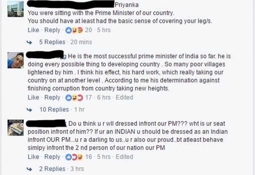 Desi girl Priyanka trolled for meeting Modi in short skirt