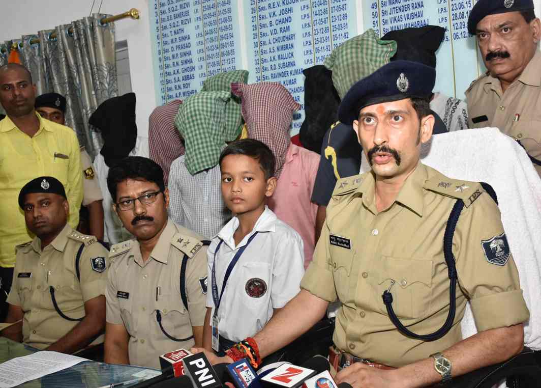 DID MY JOB: Patna SSP Manu Maharaj addresses a press conference after the arrest of a gangster and kidnappers in a raid, in Patna, UNI