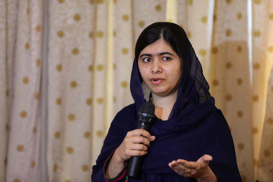 MIND OVER MATTER: Nobel laureate Malala Yousafzai speaks during a visit to Maiduguri, Nigeria, Reuters/UNI