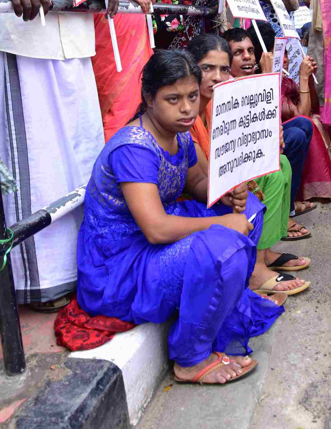 NO FAULT OF OURS: Children participate in a hunger strike organised by the Association for Intellectually Disabled to protest against government apathy towards disabled students and special schools accommodating them, in front of Kerala Secretariat in Thiruvananthapuram, UNI