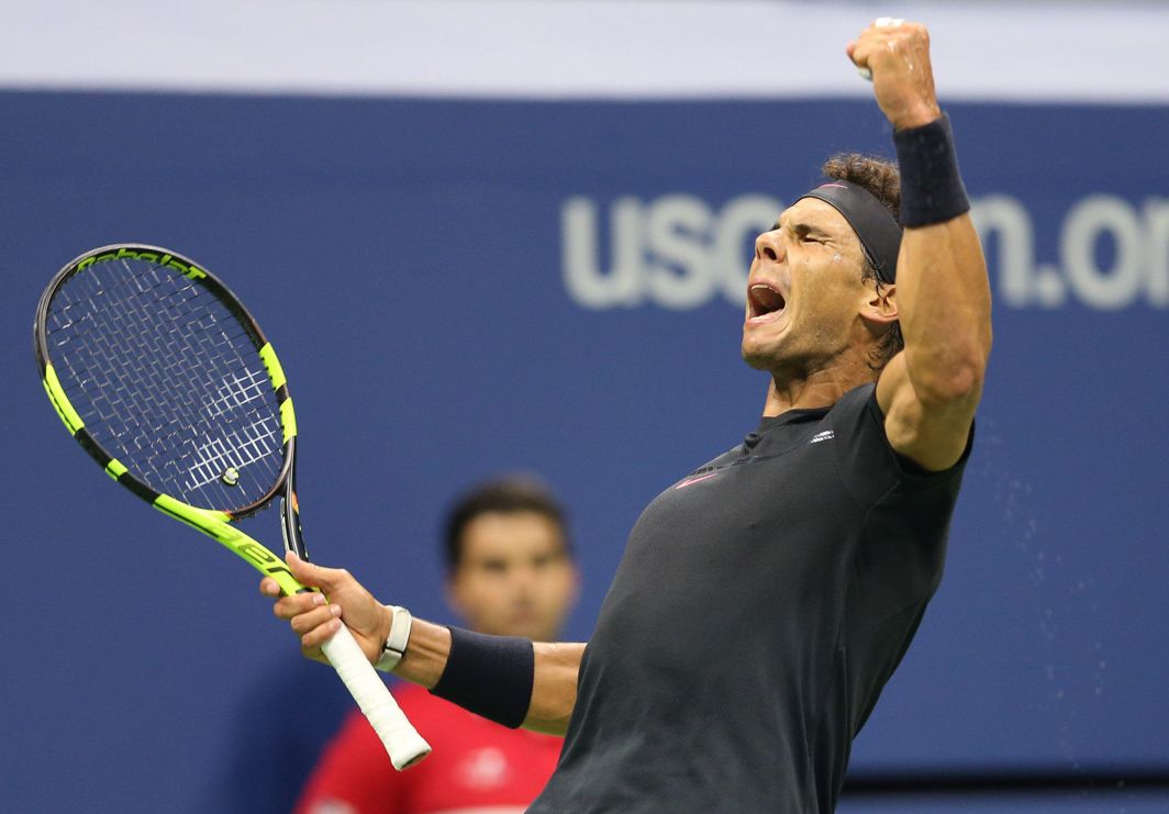 IN RECKONING: Rafael Nadal of Spain celebrates after winning a point against Taro Daniel of Japan on day four of the US Open tennis tournament at USTA Billie Jean King National Tennis Center, Reuters/UNI