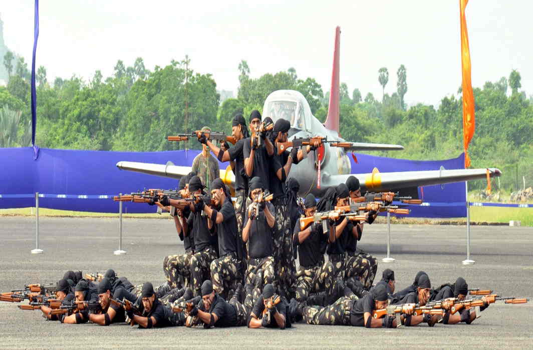 Air Warriors perform during the passing-out parade at Airforce Station, Tambaram, in Chennai, UNI