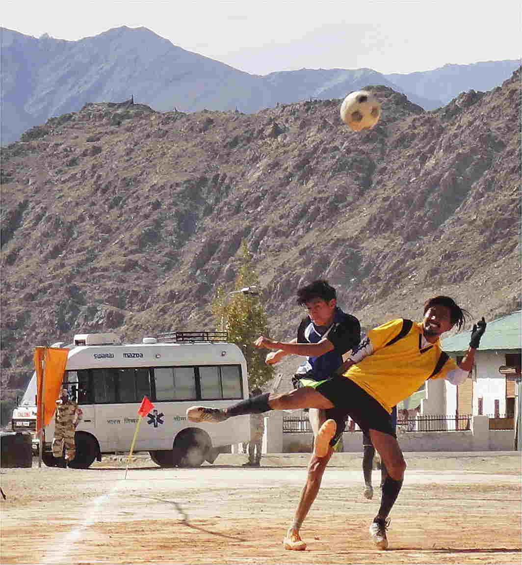 SPORTING HIGH: Youths from villages situated at 11,000 to 14,500 feet participate in Hi -Altitude Football Tournament organised by ITBP in Leh, UNI