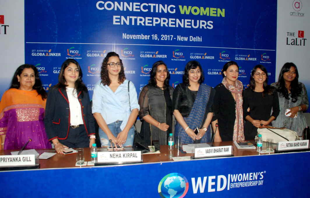 BRIGHT YOUNG THINGS: Women entrepreneurs at the Women's Entrepreneurship Day NCR, celebration organised by FICCI Ladies Organisation and Jet Airways GlonalLinker in New Delhi, UNI