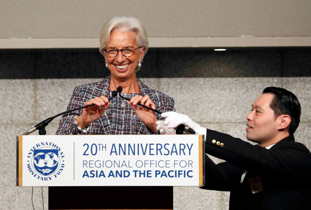 GRAND OLD LADY OF FINANCE: International Monetary Fund (IMF) Managing Director Christine Lagarde attends a seminar to mark the 20th anniversary of the launch of IMF's Asia-Pacific Office, in Tokyo, Japan, Reuters/UNI