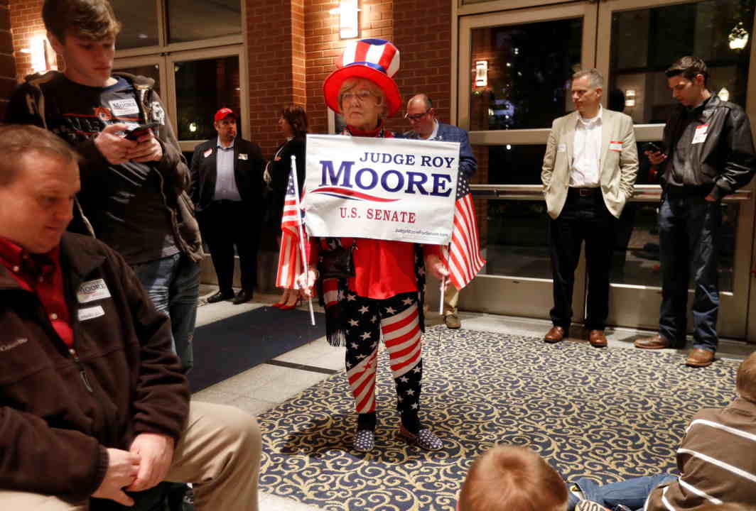 SOLICITING SUPPORT: A costumed supporter waits at Republican US Senate candidate Roy Moore's election night party in Montgomery, Alabama, US, Reuters/UNI