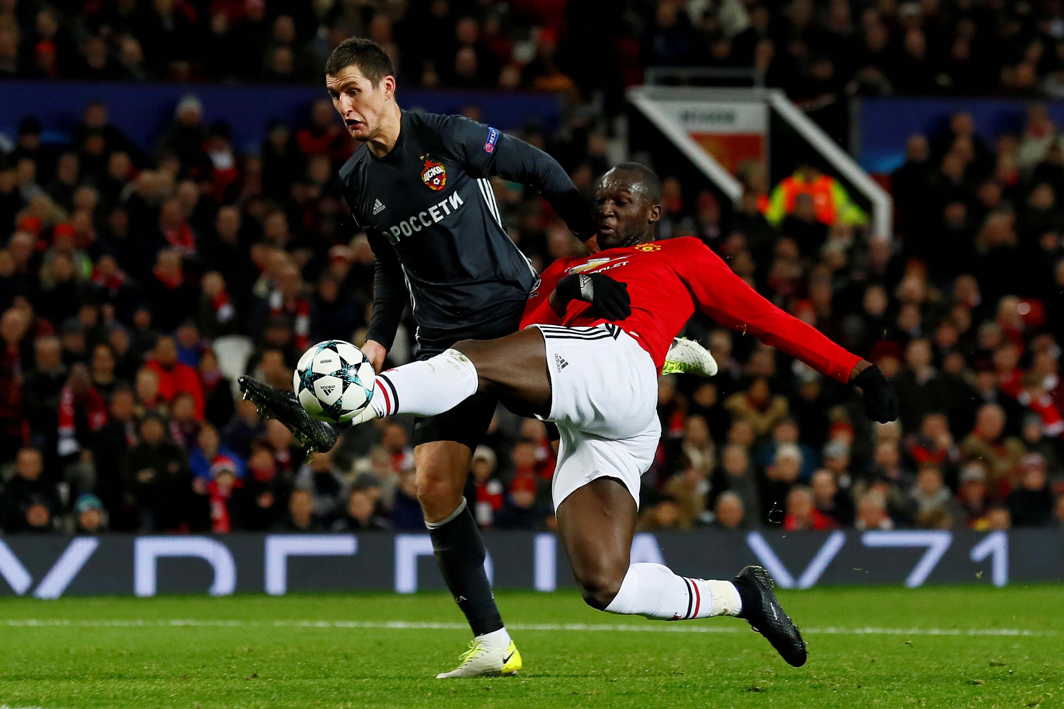 GOOD SHOT: Manchester United's Romelu Lukaku scores their first goal in a Champions League game against CSKA Moscow in Old Trafford, Manchester, Britain, Reuters/UNI
