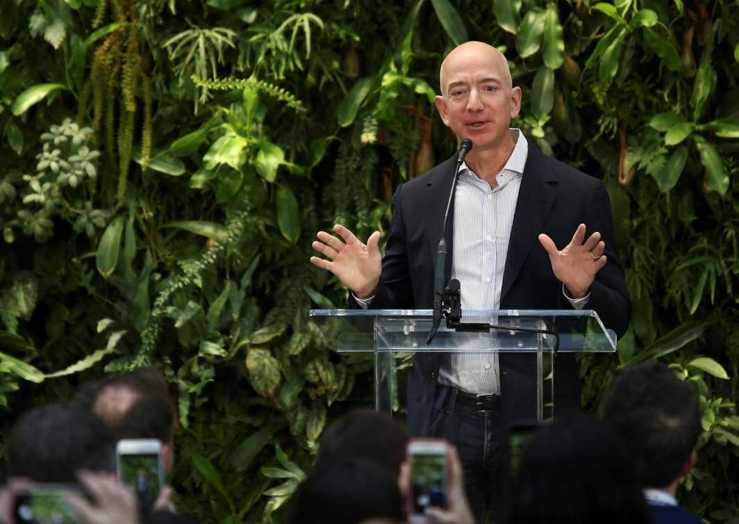 HEAR ME: Amazon founder and CEO Jeff Bezos speaks at the new Amazon Spheres opening event at Amazon's headquarters in Seattle, Washington, US, Reuters/UNI