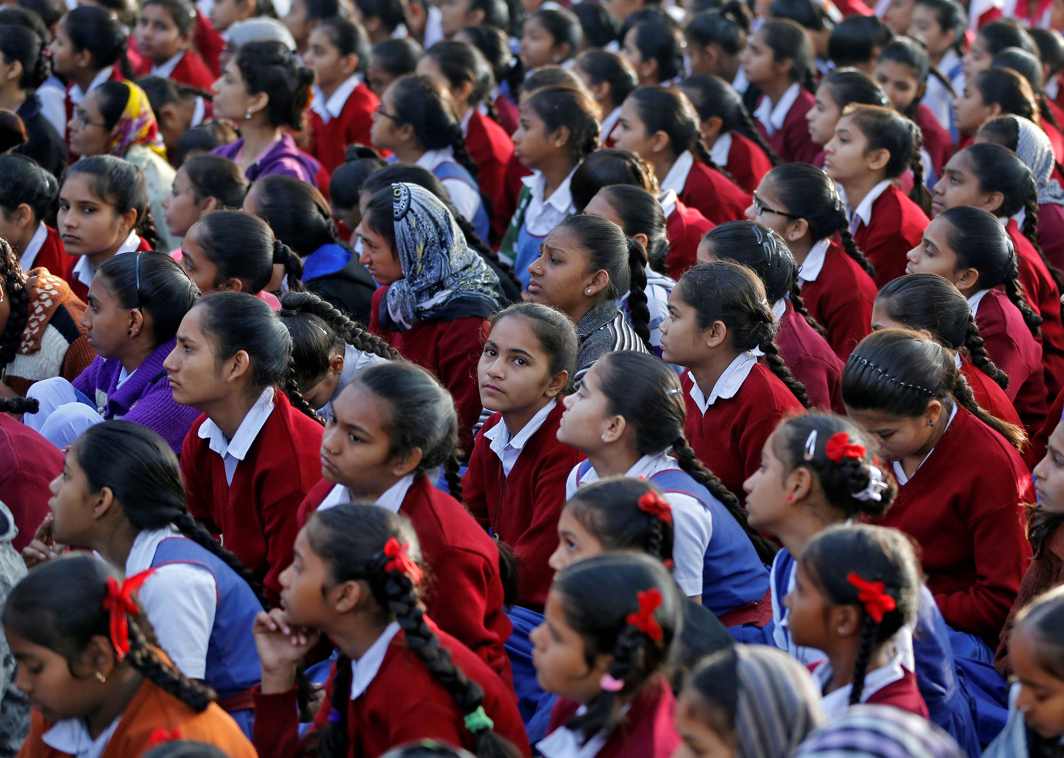 HONOURING BAPUJI: Schoolgirls attend an all-religion prayer meeting to pay tribute to Mahatma Gandhi, marking his 70th death anniversary, at Gandhi Ashram in Ahmedabad, Reuters/UNI
