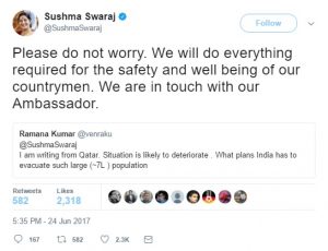 Sushma Swaraj Tweet